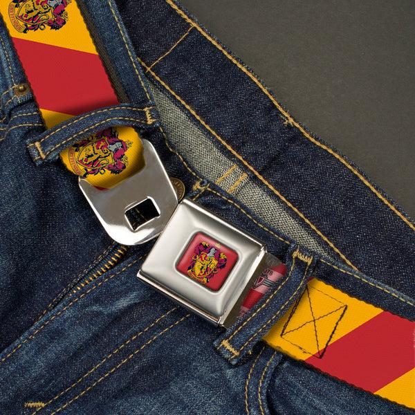 Buckle-Down GRYFFINDOR Crest Full Color Red Seatbelt Belt - GRYFFINDOR Crest Diagonal Stripe Gold/Red Webbing