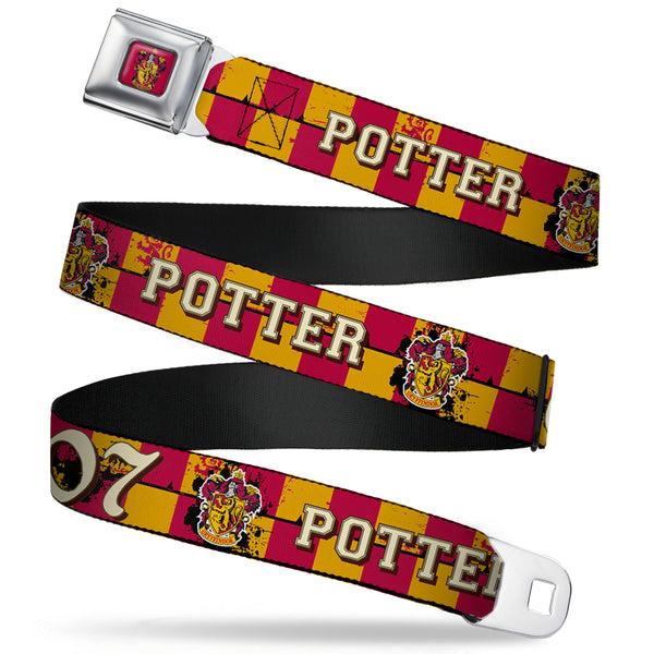 Buckle-Down Gryffindor Crest Full Color Red Seatbelt Belt - Gryffindor Crest POTTER 07 Checker Gold/Red Webbing
