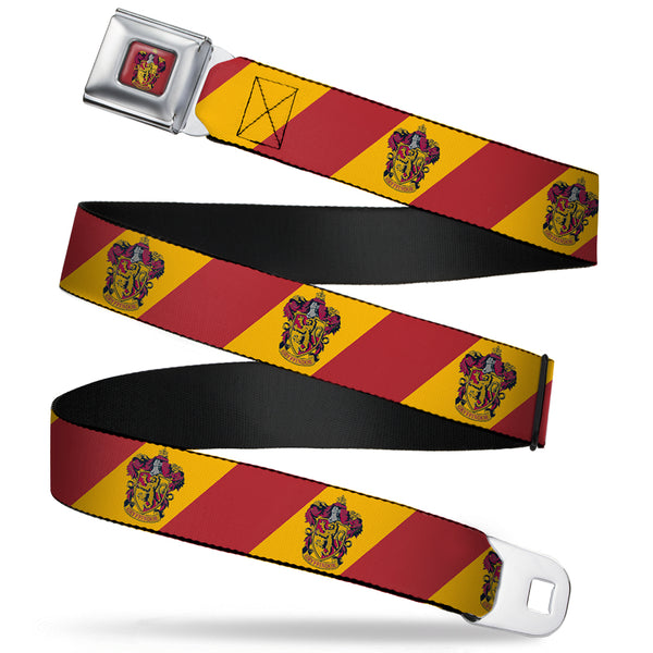 Buckle-Down GRYFFINDOR Crest Full Color Red Seatbelt Belt - GRYFFINDOR Crest Diagonal Stripe Gold/Red Webbing