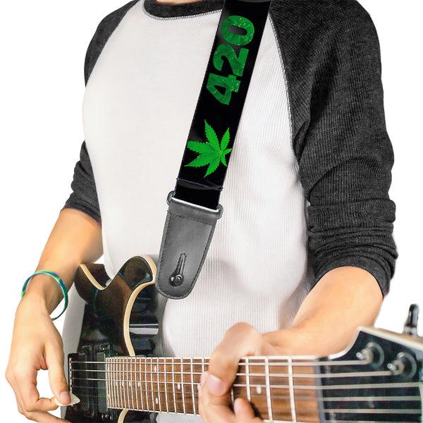Buckle-Down Guitar Strap - 420/Pot Leaf Black/Smoke/Green