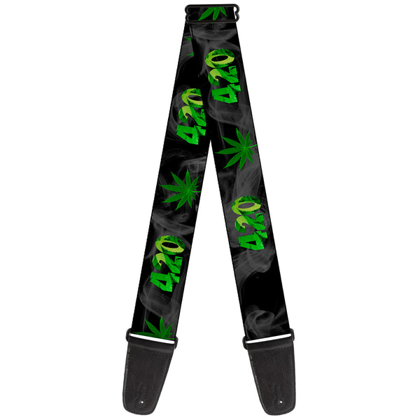 Buckle-Down Guitar Strap - 420/Pot Leaf Black/Smoke/Green