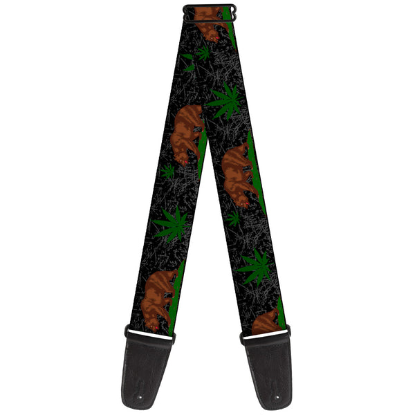 Buckle-Down Guitar Strap - Cali Bear/Pot Leaf Black/Gray/Green