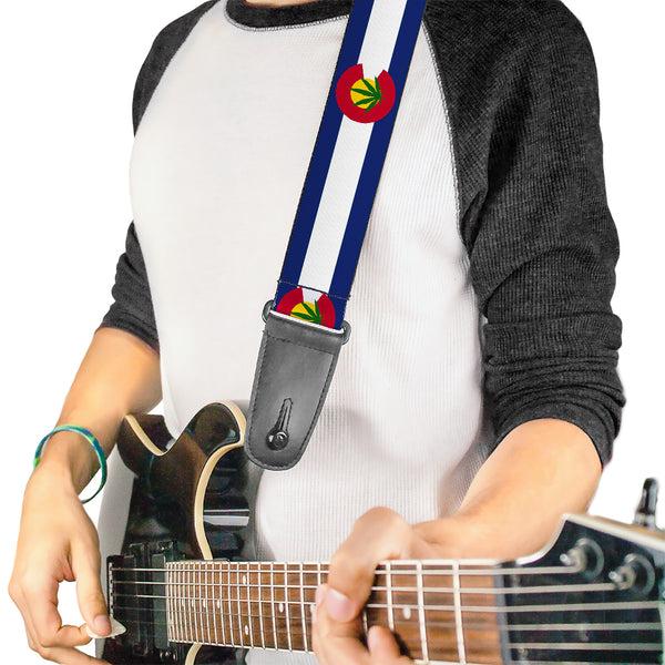 Buckle-Down Guitar Strap - Colorado Flag Marijuana Leaf