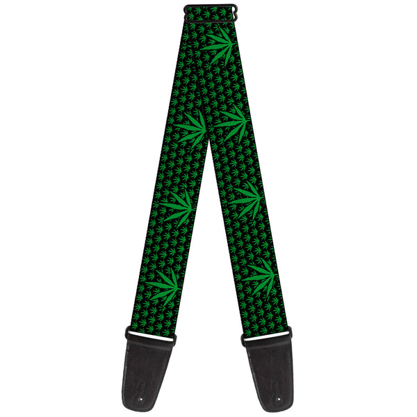 Buckle-Down Guitar Strap - Marijuana Garden Black/Green