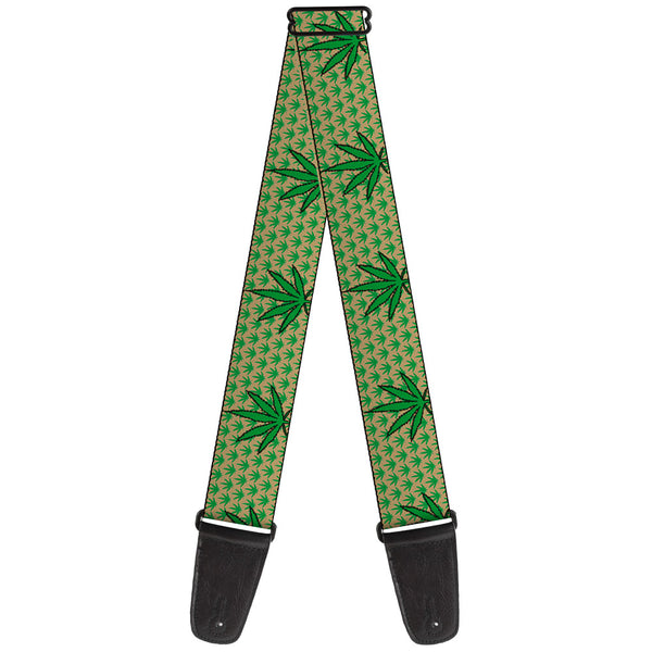 Buckle-Down Guitar Strap - Marijuana Garden Tan/Green