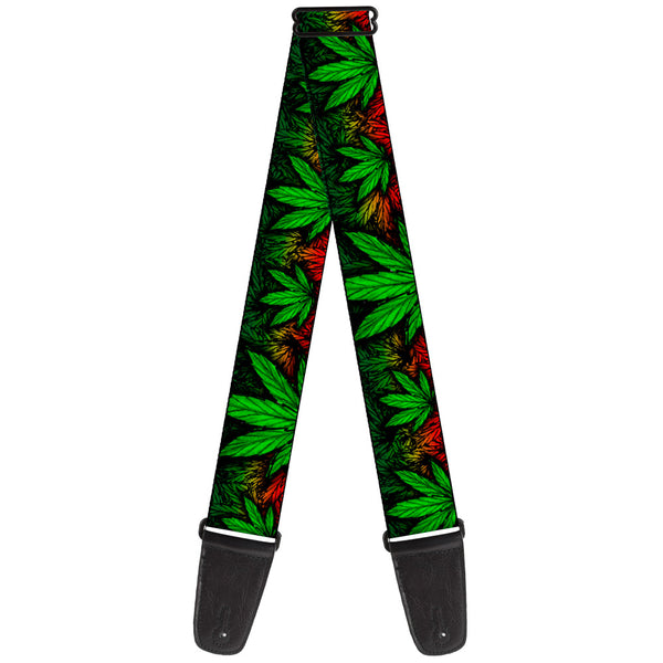 Buckle-Down Guitar Strap - Marijuana Haze Rasta/Black
