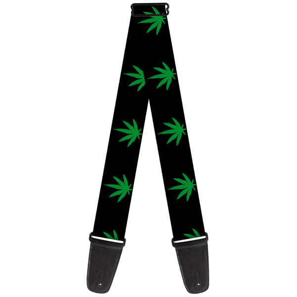 Buckle-Down Guitar Strap - Marijuana Leaf Repeat Black/Green