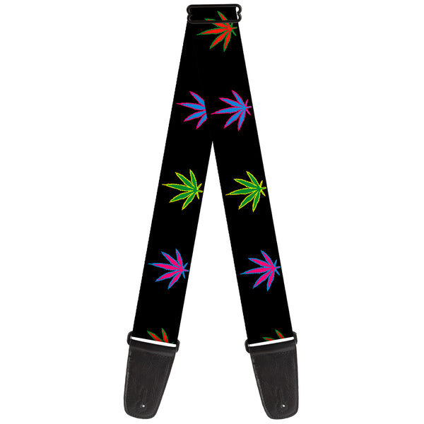 Buckle-Down Guitar Strap - Marijuana Leaf Repeat Black/Multi Color