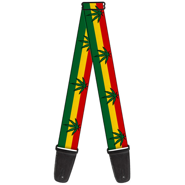 Buckle-Down Guitar Strap - Marijuana Leaf Repeat Rasta