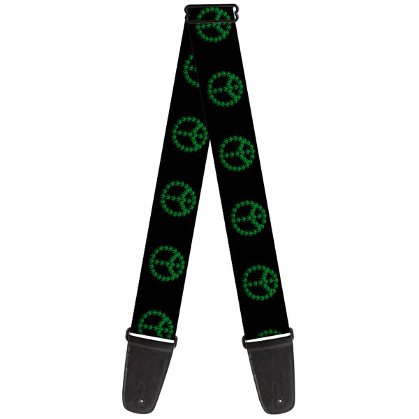 Buckle-Down Guitar Strap - Marijuana Peace Repeat Black/Green