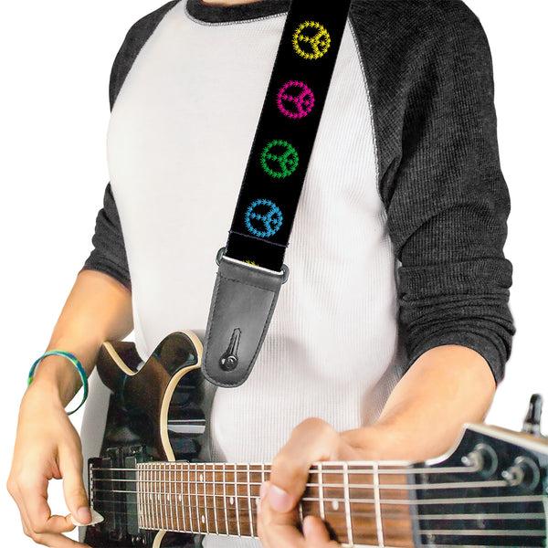 Buckle-Down Guitar Strap - Marijuana Peace Repeat Black/Multi Color