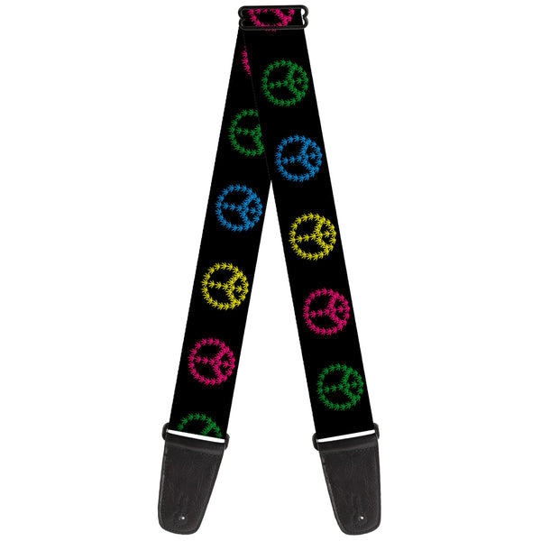 Buckle-Down Guitar Strap - Marijuana Peace Repeat Black/Multi Color