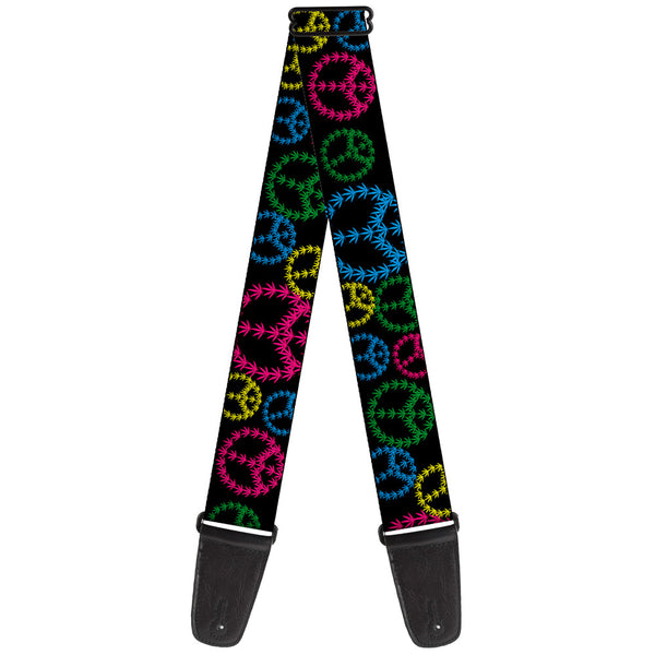 Buckle-Down Guitar Strap - Multi Marijuana Peace Black/Multi Color