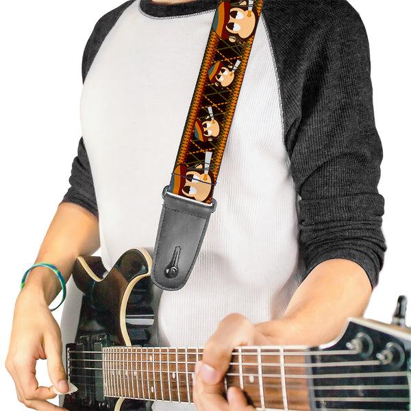 Buckle-Down Guitar Strap - Multi Smoking Monkey Argyle Brown