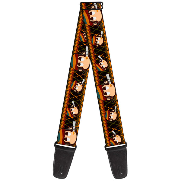 Buckle-Down Guitar Strap - Multi Smoking Monkey Argyle Brown