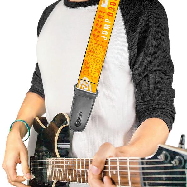 Buckle-Down Guitar Strap - NERF Action Verbiage Collage Yellows/Orange/White
