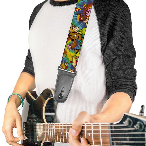 Buckle-Down Guitar Strap - Scooby Doo And Shaggy Poses/Munchies Tie Dye Multi Color