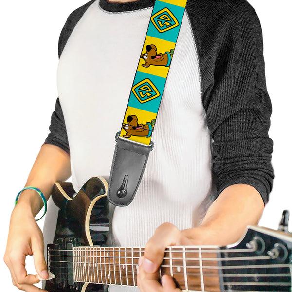 Buckle-Down Guitar Strap - Scooby Doo Pose And Dog Tag Blocks Yellow/Blue