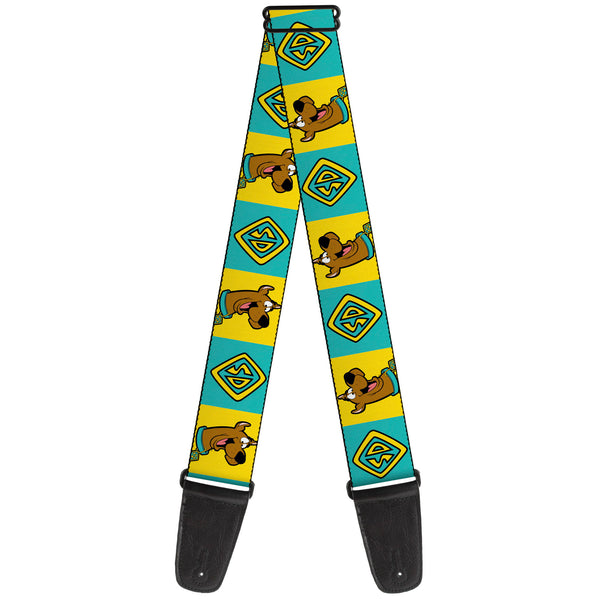 Buckle-Down Guitar Strap - Scooby Doo Pose and Dog Tag Blocks Yellow/Blue