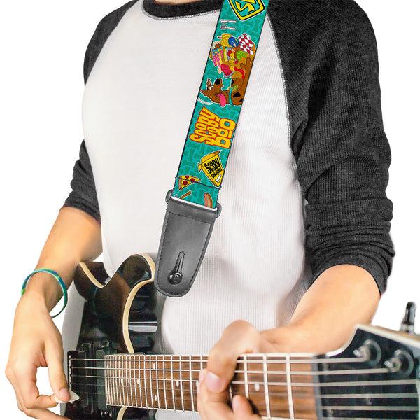 Buckle-Down Guitar Strap - Scooby Doo & Snacks Bone Monogram Blues
