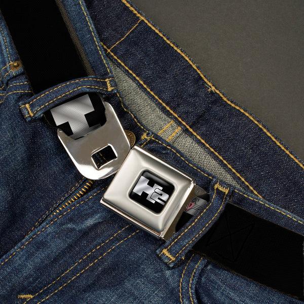 Buckle-Down H2 Seatbelt Belt - H2 Black/Silver Logo REPEAT Webbing