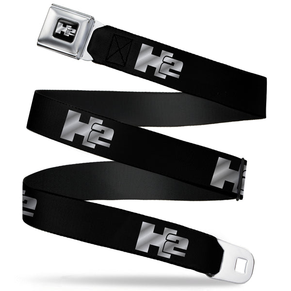 Buckle-Down H2 Seatbelt Belt - H2 Black/Silver Logo REPEAT Webbing