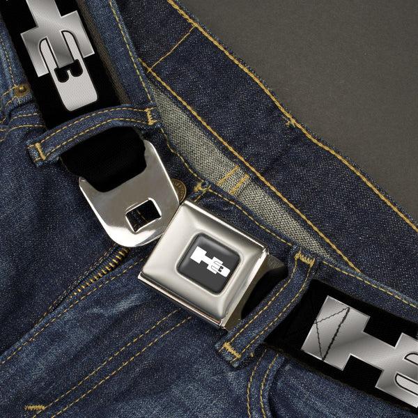 Buckle-Down H3 Seatbelt Belt - H3 Black/Silver Logo REPEAT Webbing