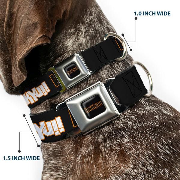 Buckle-Down HAIKYU Title Logo Full Color Black/Orange Seatbelt Buckle Collar - HAIKYU Title Logos Black/Orange/White