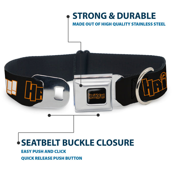 Buckle-Down HAIKYU Title Logo Full Color Black/Orange Seatbelt Buckle Collar - HAIKYU Title Logos Black/Orange/White