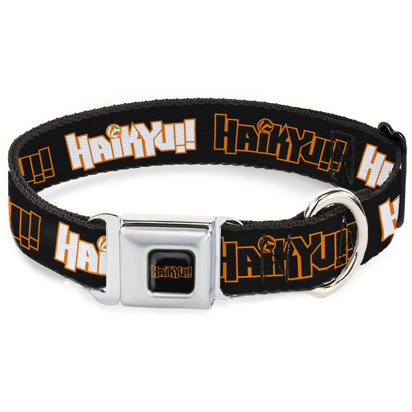 Buckle-Down HAIKYU Title Logo Full Color Black/Orange Seatbelt Buckle Collar - HAIKYU Title Logos Black/Orange/White