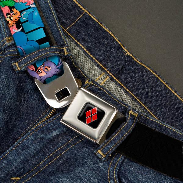 Buckle-Down Harley Quinn Diamond Full Color Black Red Seatbelt Belt - Catwoman/Harley Quinn/Poison Ivy Pillow Fight Webbing