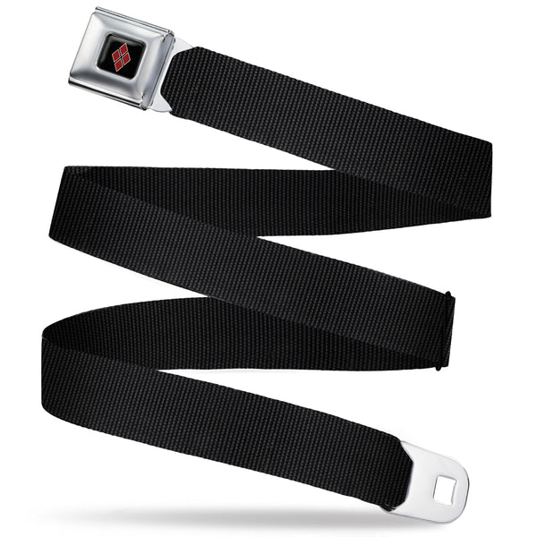 Buckle-Down Harley Quinn Diamond Full Color Black/Red Seatbelt Belt - Black Webbing