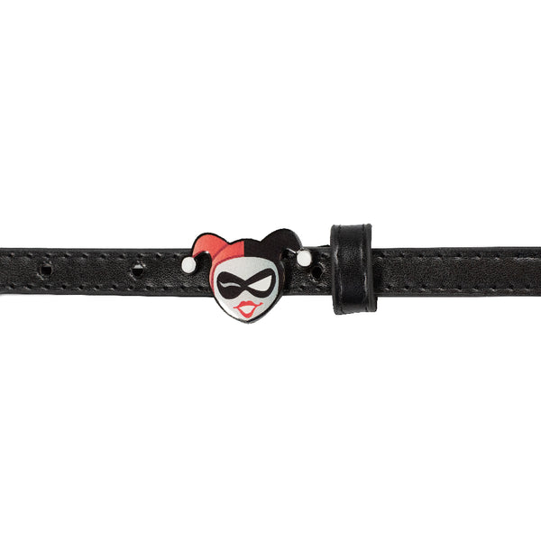 Buckle-Down Harley Quinn Winking Face Enamel Cast Buckle - Black Patent PU Strap Belt