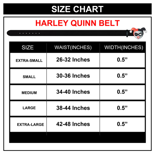 Buckle-Down Harley Quinn Winking Face Enamel Cast Buckle - Black Patent PU Strap Belt