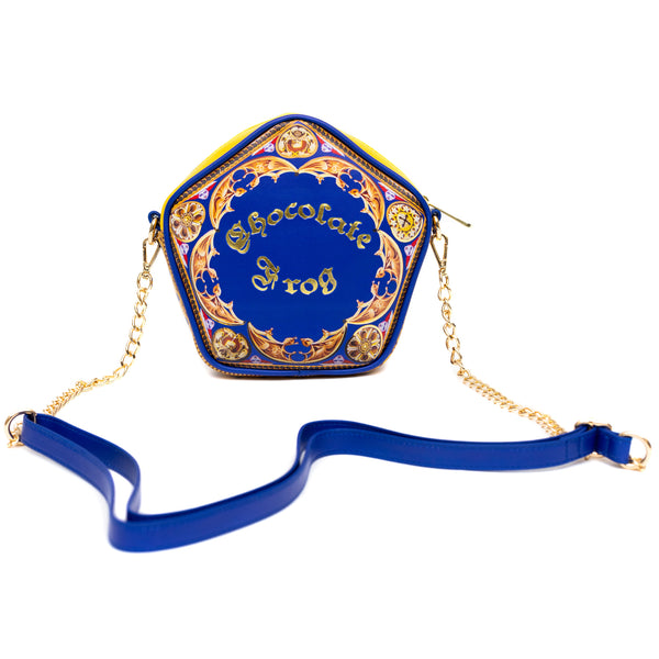 Buckle-Down Harry Potter Bag Crossbody Figural Chocolate Frog Candy Box Replica Debossed Gold Blue Vegan Leather