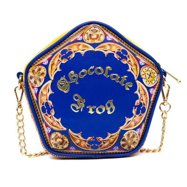 Buckle-Down Harry Potter Bag Crossbody Figural Chocolate Frog Candy Box Replica Debossed Gold Blue Vegan Leather