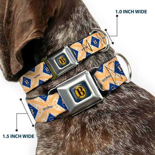 Buckle-Down Harry Potter Butterbeer Logo Full Color Navy/Yellow Seatbelt Buckle Collar - HARRY POTTER Butterbeer Diamond Logo White/Yellow/Blue