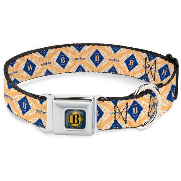 Buckle-Down Harry Potter Butterbeer Logo Full Color Navy/Yellow Seatbelt Buckle Collar - HARRY POTTER Butterbeer Diamond Logo White/Yellow/Blue