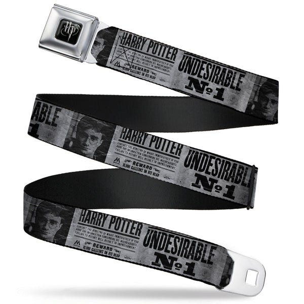 Buckle-Down Harry Potter Logo Full Color Black/White Seatbelt Belt - Harry Potter UNDESIRABLE NO 1 White/Black Webbing