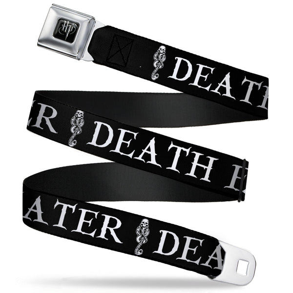 Buckle-Down Harry Potter Logo Full Color Black/White Seatbelt Belt - DEATH EATER/Dark Mark Black/White Webbing
