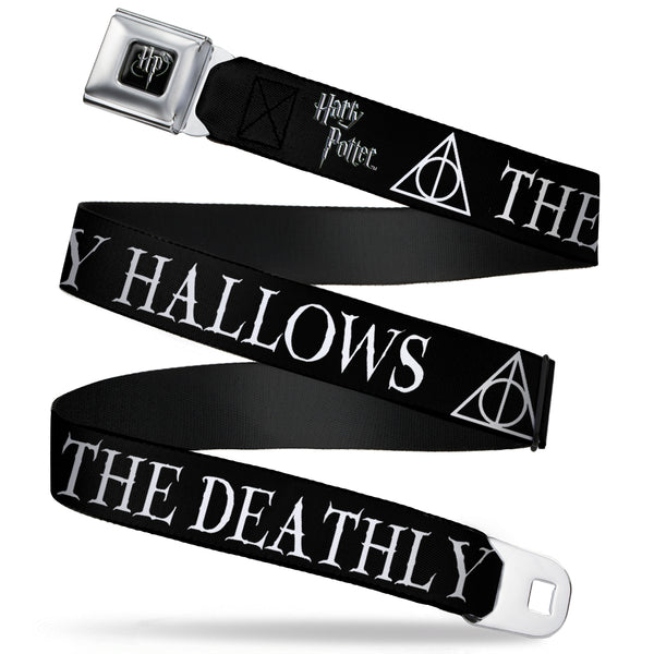 Buckle-Down Harry Potter Logo Full Color Black/White Seatbelt Belt - THE DEATHLY HALLOWS/Symbol Black/White Webbing