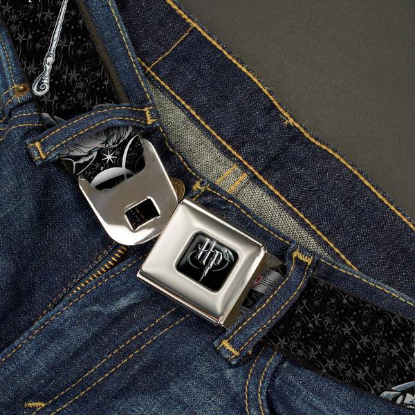 Buckle-Down Harry Potter Logo Full Color Black/White Seatbelt Belt - Harry Potter GOOD VS. EVIL Black/White Webbing