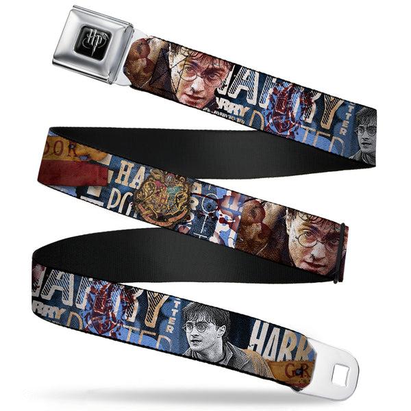 Buckle-Down Harry Potter Logo Full Color Black/White Seatbelt Belt - Harry Potter Reward/Quidditch Ball Webbing