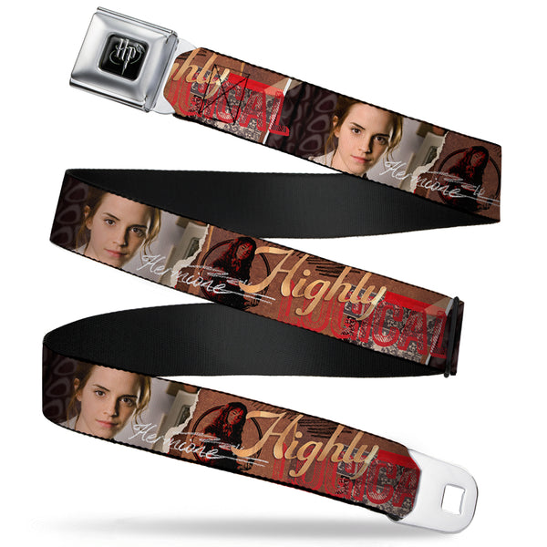 Buckle-Down Harry Potter Logo Full Color Black/White Seatbelt Belt - Hermione/Highly Logical Webbing