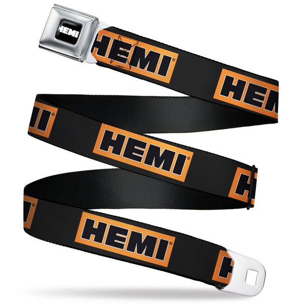 Buckle-Down HEMI Bold Full Color Black/Orange/White/Black Seatbelt Belt - HEMI Bold Black/Orange/White/Black Webbing