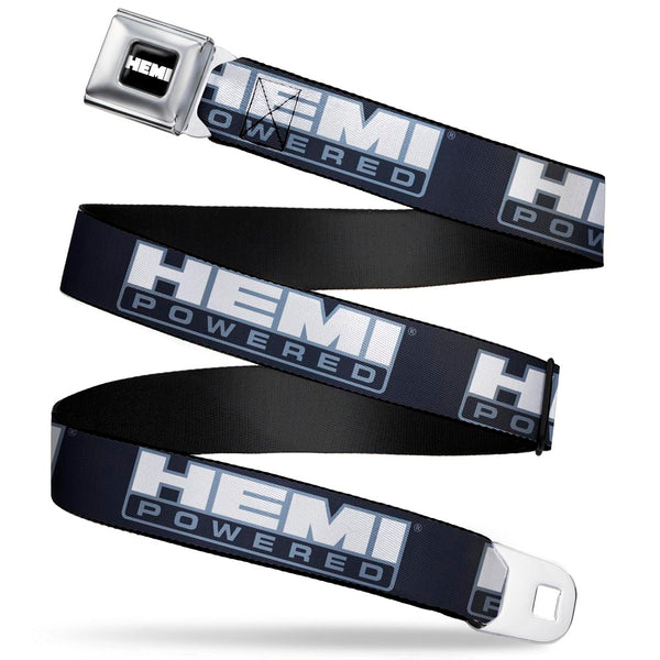Buckle-Down HEMI Bold Full Color Black/White Seatbelt Belt - HEMI POWERED Logo Black/Gray/White Webbing