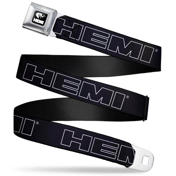 Buckle-Down HEMI Elephant Logo Full Color Black/White Seatbelt Belt - HEMI Bold Outline Black/White Webbing