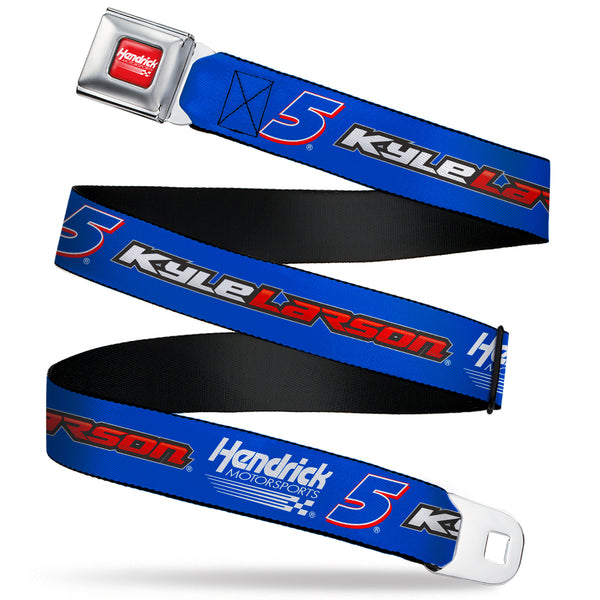 Buckle-Down HENDRICK MOTORSPORTS Checker Logo Full Color Red/White Seatbelt Belt - KYLE LARSON #5 Hendrick Motorsports Racing Logo Blue/White/Red Webbing