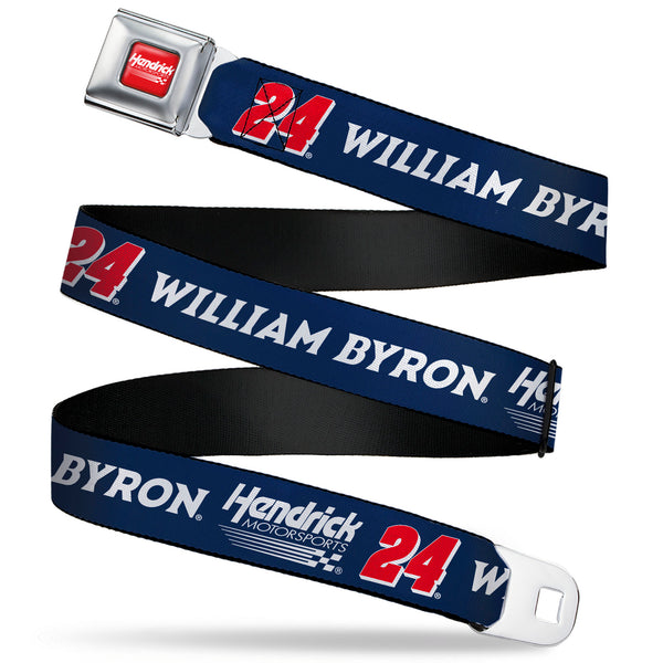 Buckle-Down HENDRICK MOTORSPORTS Checker Logo Full Color Red/White Seatbelt Belt - WILLIAM BYRON #24 Hendrick Motorsports Racing Logo Navy/White/Red Webbing