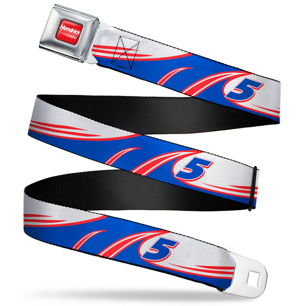 Buckle-Down HENDRICK MOTORSPORTS Checker Logo Full Color Red/White Seatbelt Belt - Kyle Larson #5 Car Scheme White/Blue/Red Webbing